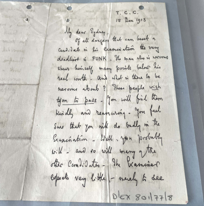 A handwritten letter in English John Image to Sydney Spencer, 1913 ref. D/EX801/77/8