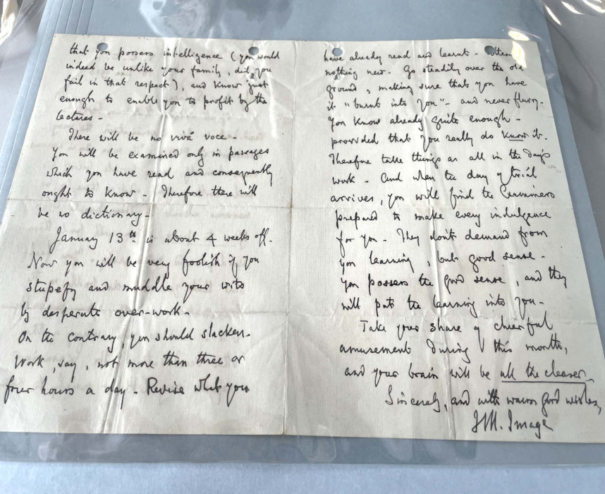 A handwritten letter in English -  John Image to Sydney Spencer, 1913 ref. D/EX801/77/8