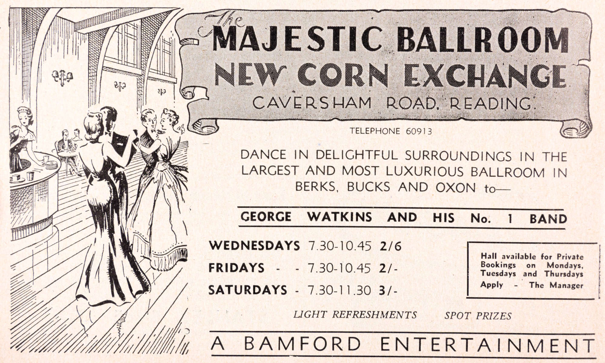 Advert for a dance at the Corn Exhange, Reading, 1951 ref. D/EX2686/5