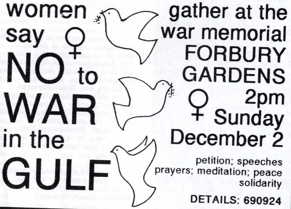 Peaceful protest notice against war 1990, ref. D/EX2800/4/10