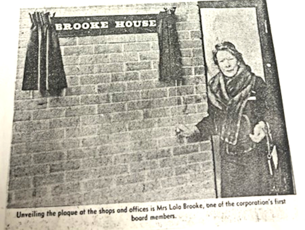 Lillian M Brooke, one the Bracknell Development Corporation’s original Board members, unveiling Brooke House. Bracknell News, 4th December 1980 ref. NTB/G/26/1/32
