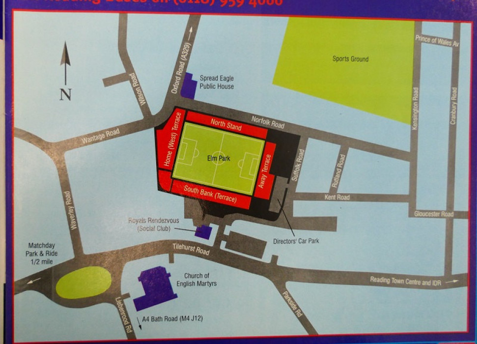Plan showing Elm Park football ground, Reading ref. D/EX2148/9