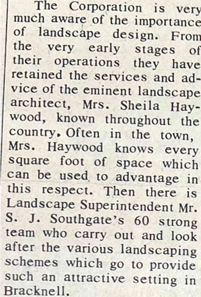 Text from the Town and Country February 1973, Bracknell Development Corporation and Easthampstead Rural District Council ref. DC/Bacc11113.1