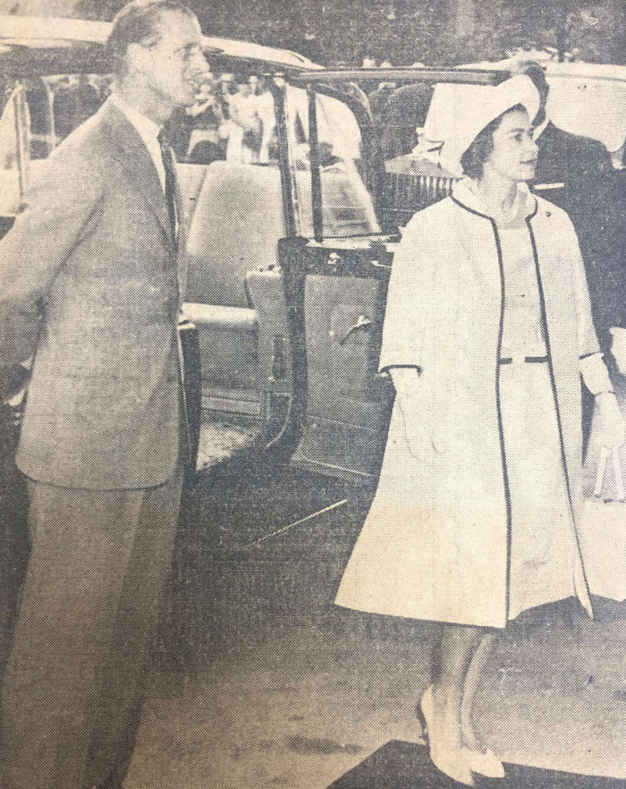 HM Queen Elizabeth II and Prince Phillip stand beside a car, Bracknell News, 28th June 1962. ref. NTB/G/26/1/9