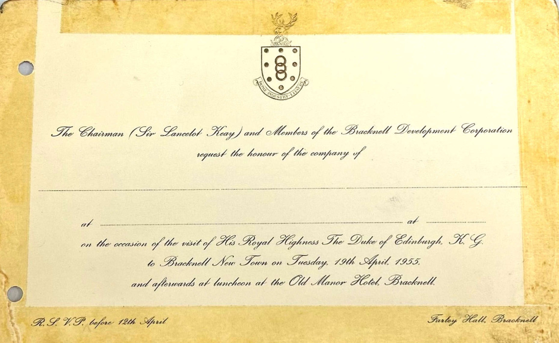 An invitation to meet Prince Philip, Duke of Edinburgh in 1955 ref. NT/B/G/25/7