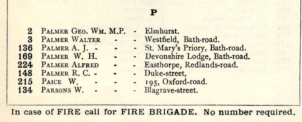 A number for the fire brigade was not needed in 1894 reference D/EX2859/1