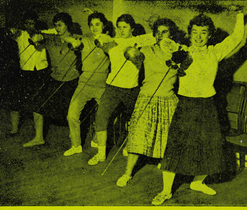 Teenage girls fencing c.1950s ref. D/EX568/10/8