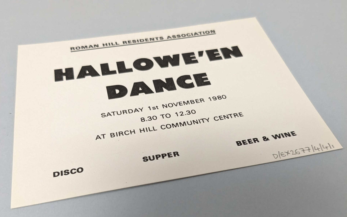 Ticket for a Halloween Dance, 1 November 1980 ref. D/EX2677/4/4/1